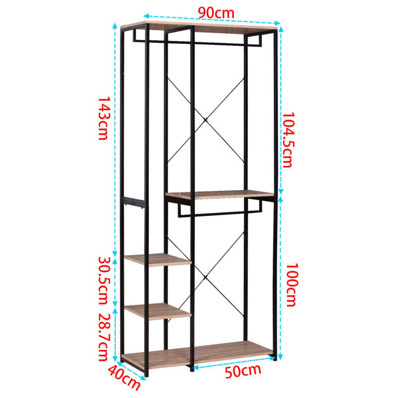 Clothes Rail Rack Garment Dress Hanging Display Stand Shelf w/ Storage Shelving