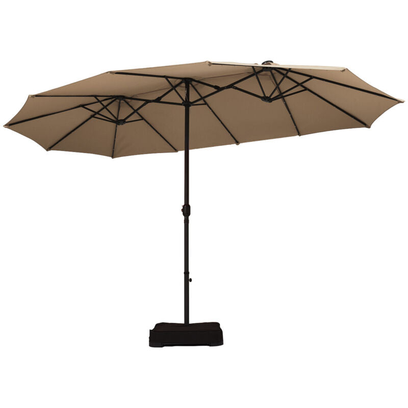 4.6M Solar 36 LED Patio Double-Sided Umbrella Outdoor Extra Large Crank Parasol