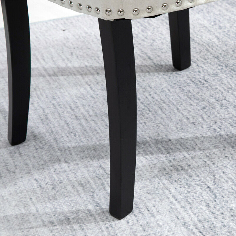 2x Velvet Dining Chairs Button Tufted with Rivets Knocker Lounge Chair Home BN