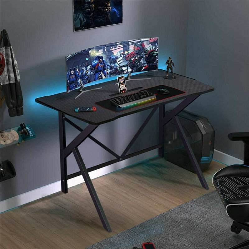 Gaming desk with deals bookshelf