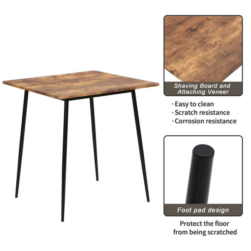 Wooden Metal Dining Table and Chairs 2 Set Padded Seat Kitchen Room Furniture