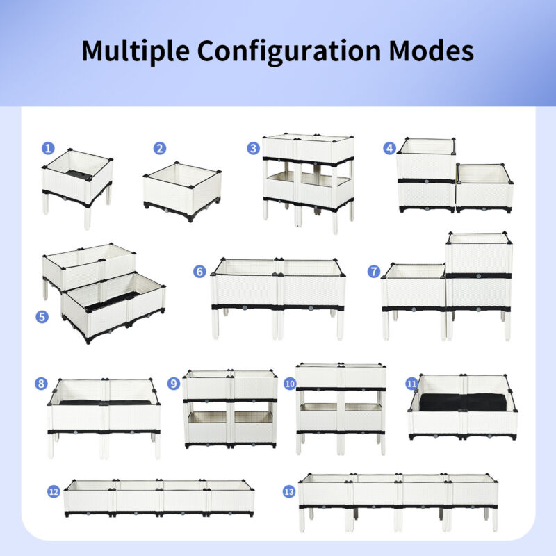 Set of 4 Raised Garden Bed Kits Elevated Flower Vegetable Herb Grow Planter Box