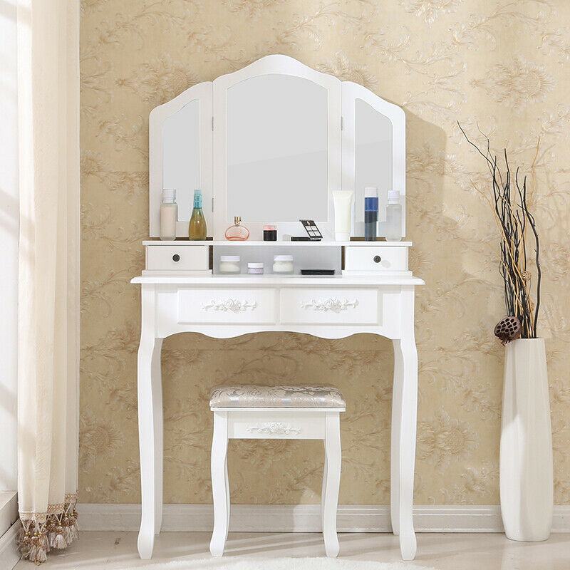 Modern Dressing Table Vanity Table Makeup Desk Dresser Set Home Bedroom Woman BN