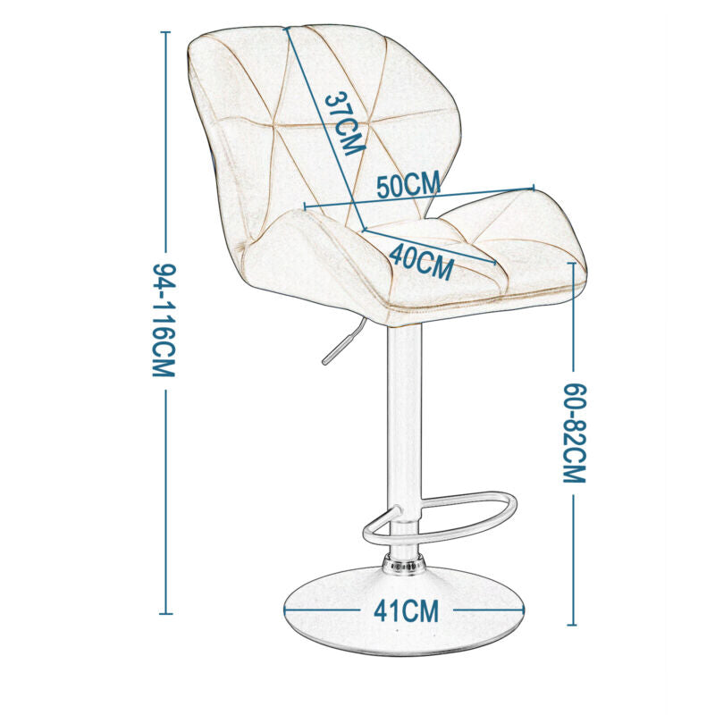 1x Bar Stool w/ Velvet Padded Swivel Gas Lift Breakfast Bar Chair Kitchen Cafe