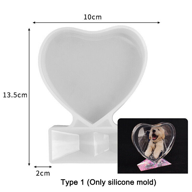 DIY Resin Mould Love Heart Rectangular Photo Frame Silicone Mold Valentine Gift