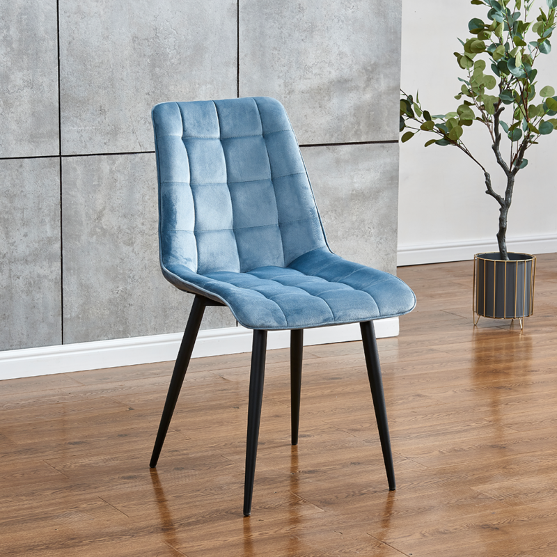 Set of 2 Dining Chair Velvet Soft Padded Seat and Backrest Metal Legs Kitchen