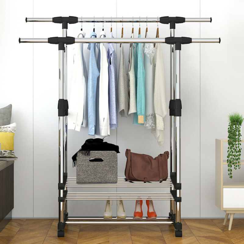 Heavy Duty Clothes Rail Rack Garment Hanging Display Stand Shoes Storage Shelves