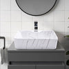Counter Top Rectangle Marble Ceramic Sink Cloakroom Bathroom Vanity Basin 1 Hole