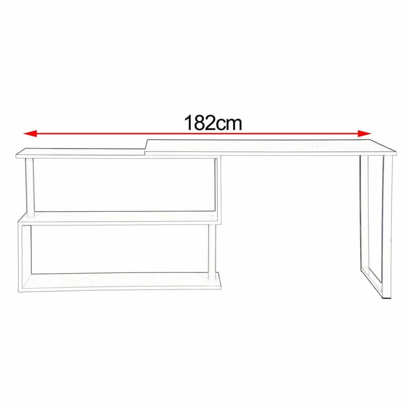 L-Shaped Computer Desk Corner Writing Study Workstation with shelves Home Office