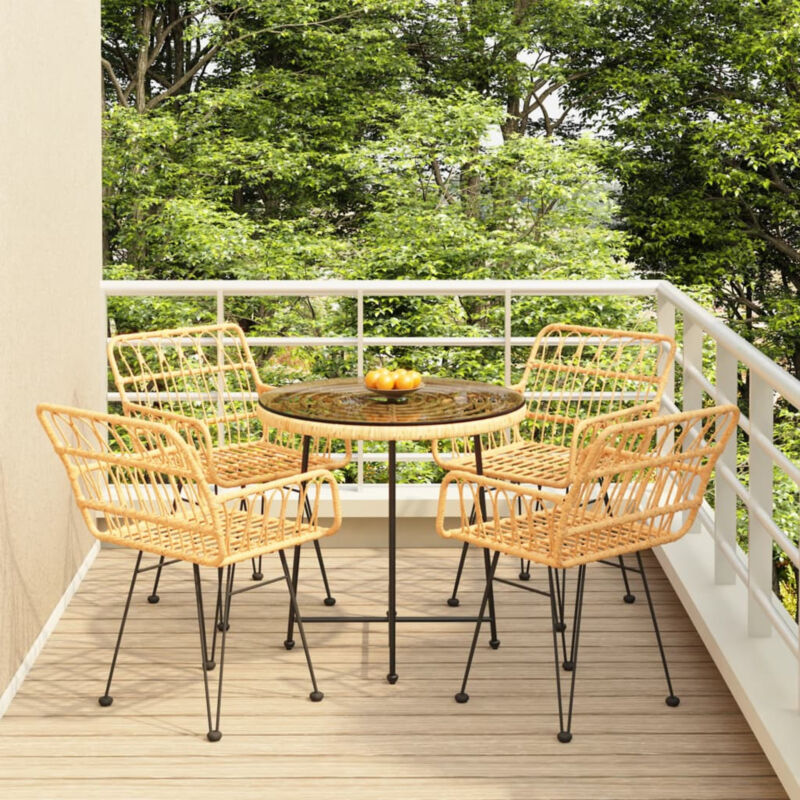 5 Piece Garden Dining Set Poly Rattan L2I4