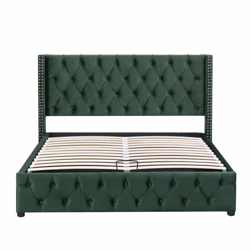 Upholstered Bed Velvet Ottoman Storage Lift Bed Frame Double King Size Bed Frame