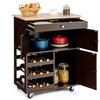 Rolling Kitchen Storage Trolley Cart Cupboard Island Cabinet 3 Tier Wine Rack