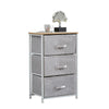 Fabric 3 Chest Of Drawer Grey Side Table Storage Cabinet Unit Organiser Bedroom