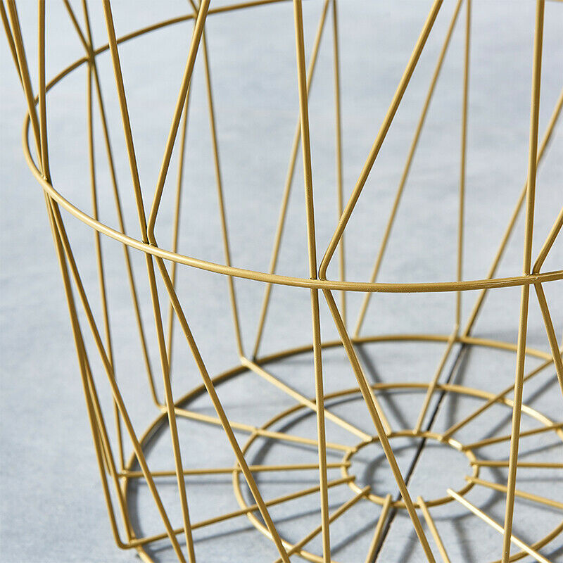 Set of 3 Storage Basket Nested Tables Side Table Metal Wire White Marble Effect