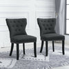 Set of 2 Wing Back Accent Dining Chair Fabric Wood Leg Dining Room Kitchen