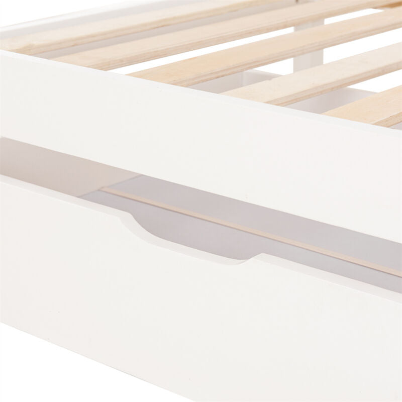 Wooden Bed frame Single Double Bed with Storage Drawers Kids Adults White Grey