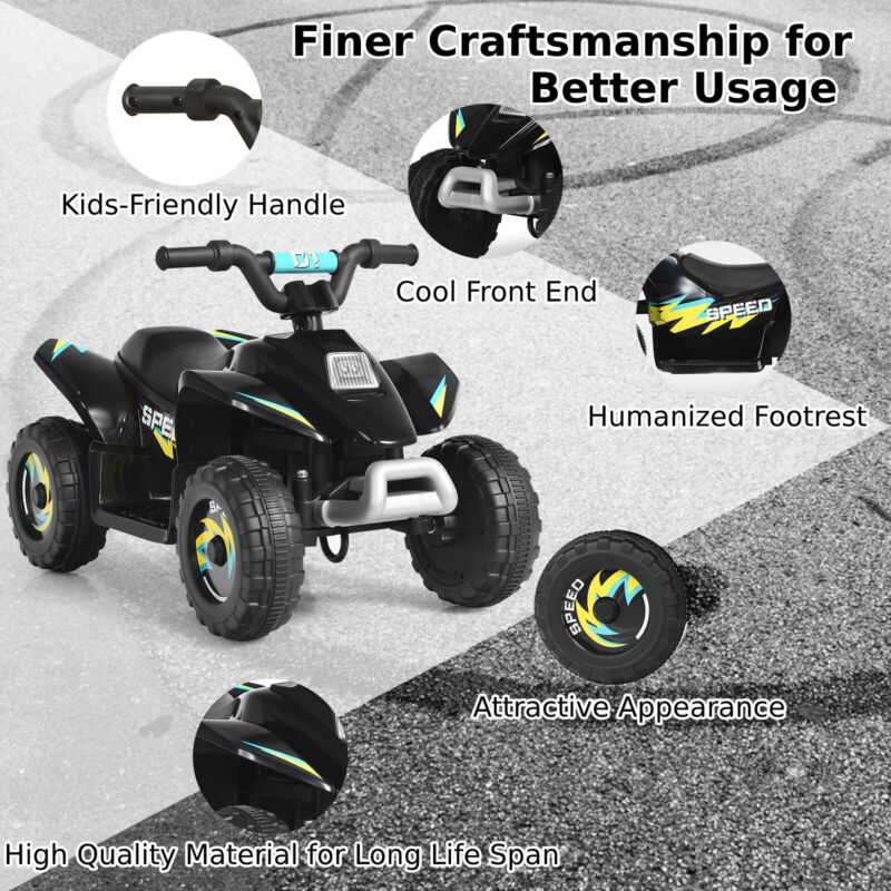 6V Battery Powered Ride on Quad Bike ATV Electric Mini Vehicle Car For Toddler