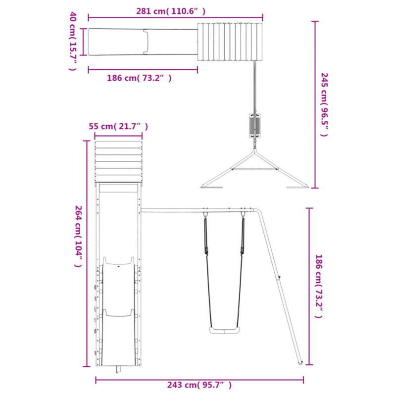 Outdoor Playset Solid Wood Pine G6Y0