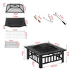 3-in-1 Fire Pit BBQ Firepit Brazier Outdoor Garden Brazier Square Table Stove