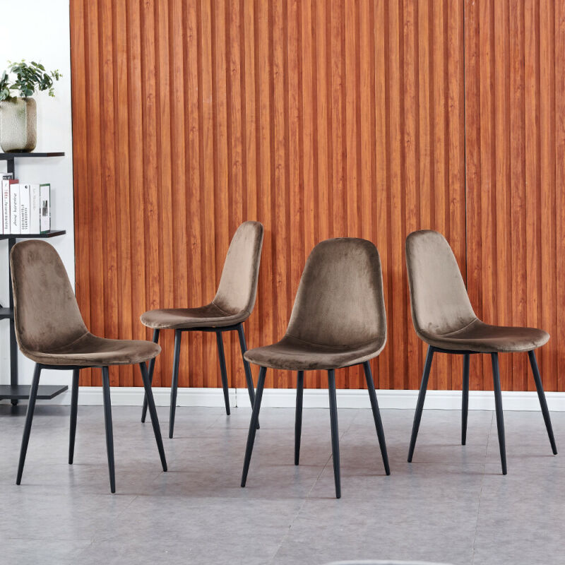 Set of 4 Velvet Dining Chairs Padded Backrest Home Living Room Kitchen Office BN
