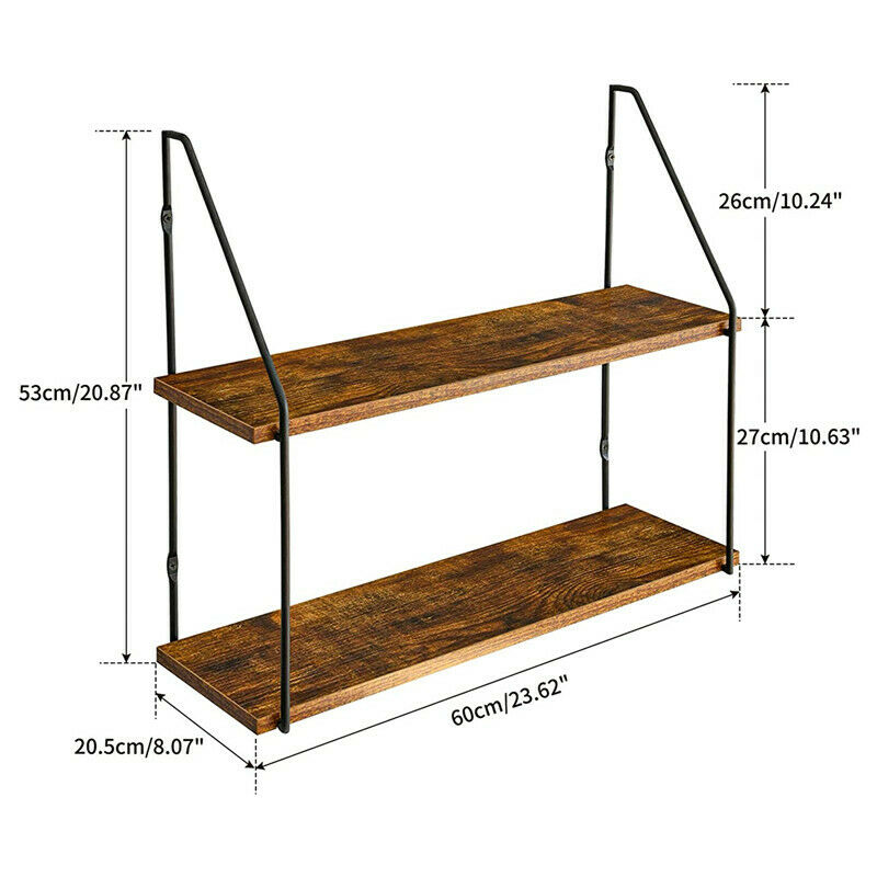 Wood Floating Shelf Wall Mounted Hanging Rack Display Rustic Storage Shelf
