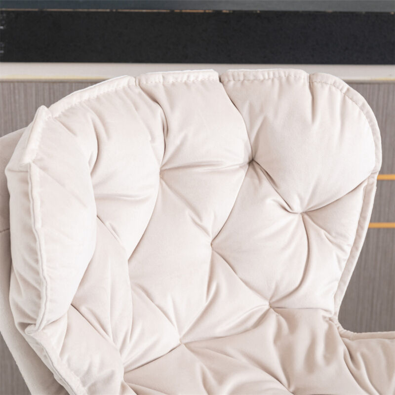 Bar Stools Set of 2 Adjustable Height Swivel Velvet Tufted Pub Bar Chairs Beige