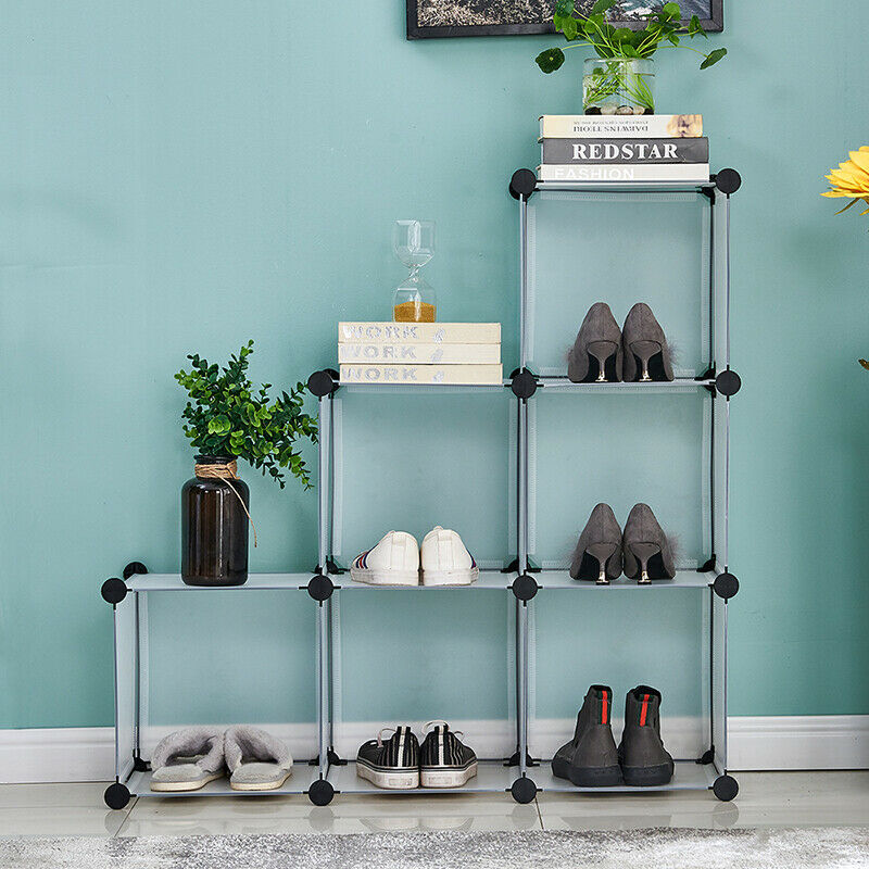 6 Cubes DIY Modular Open Storage Organizer Clothes Wardrobe Rack Shelf Cabinet