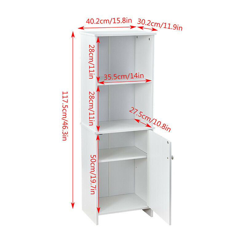 Storage Cabinet Display Unit with Door Shelf White Home Living Room Hallway BN