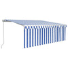 Manual Retractable Awning with Blind 4x3m Blue&White W8R7