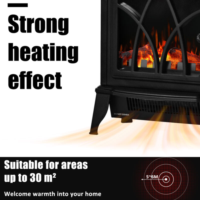 Electric Fireplace Log Burning Flame Effect Stove Fire Heater Thermal Wood 2000W