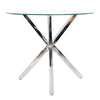 Modern Round Glass Dining Table And 4 White PU Leather Chairs Sets Chrome Legs