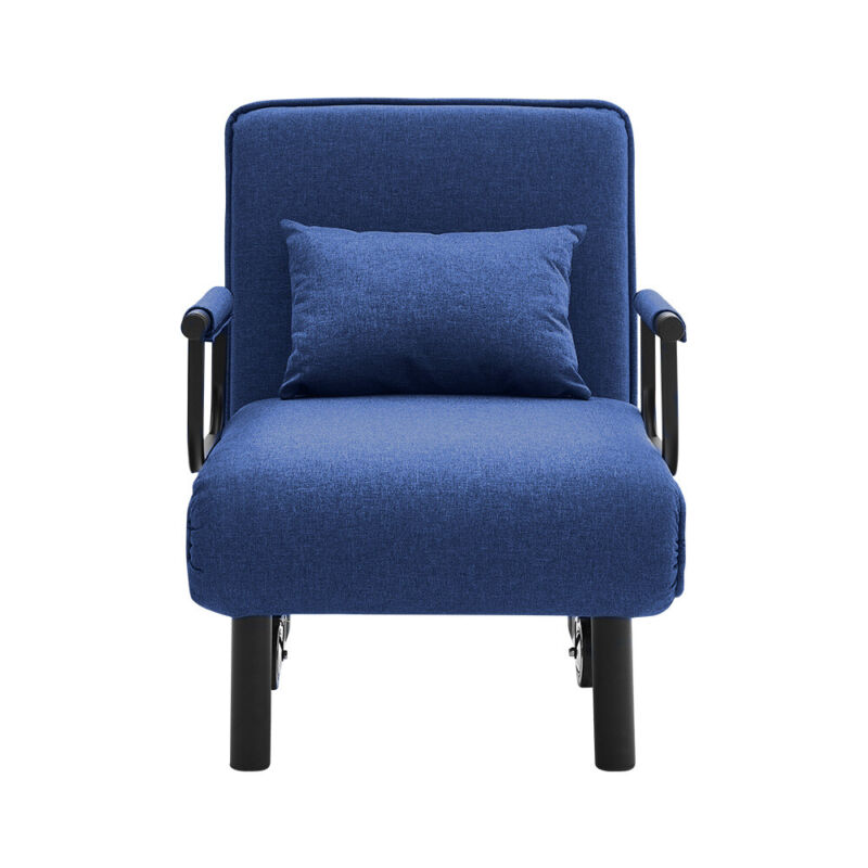 Foldable Chair Bed Sofabed Recliner Armchair with 2 Wheels Pillow Guest Sleeper