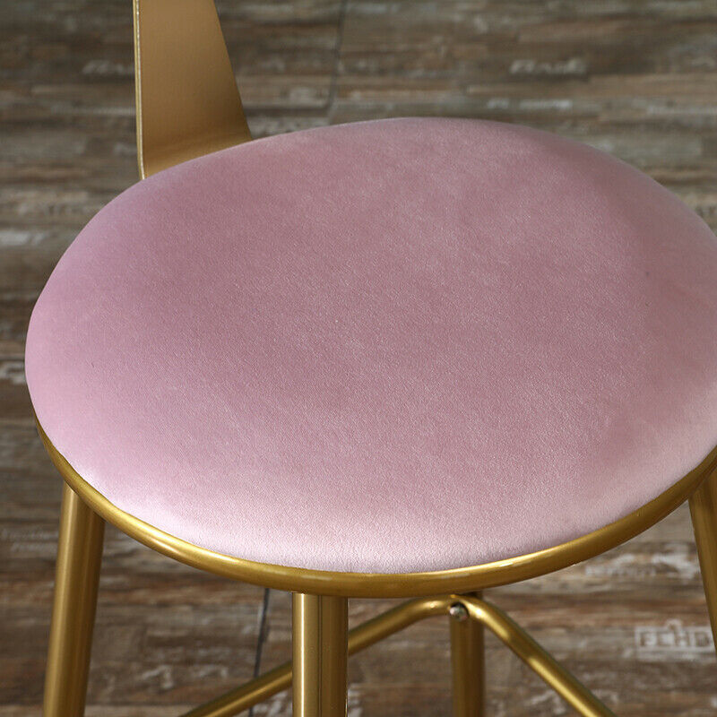 2x Velvet Bar Stools Bar Chairs Breakfast Dining Stools Office Bar Cafe Pink BN