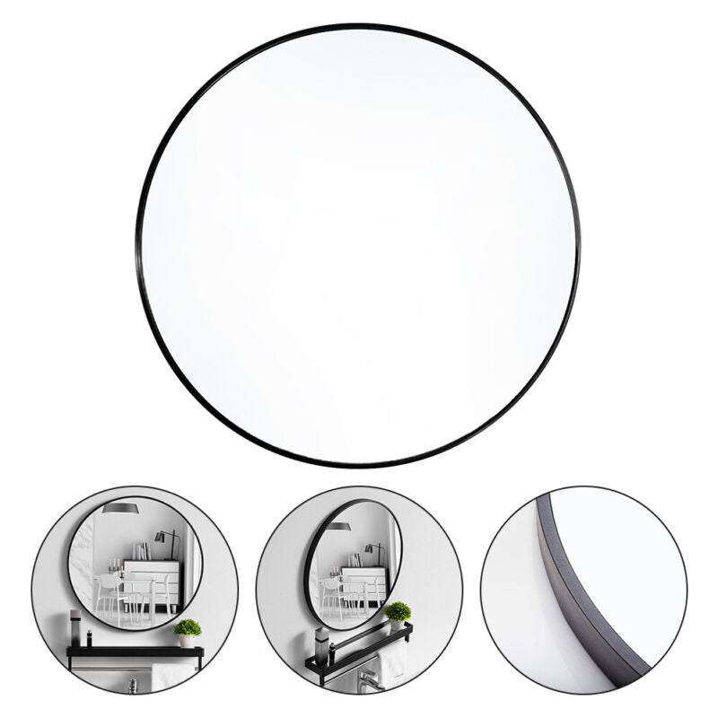 Bathroom HD Mirror Wall Mirror Black Metal Frame Bedroom Makeup Dressing Mirror