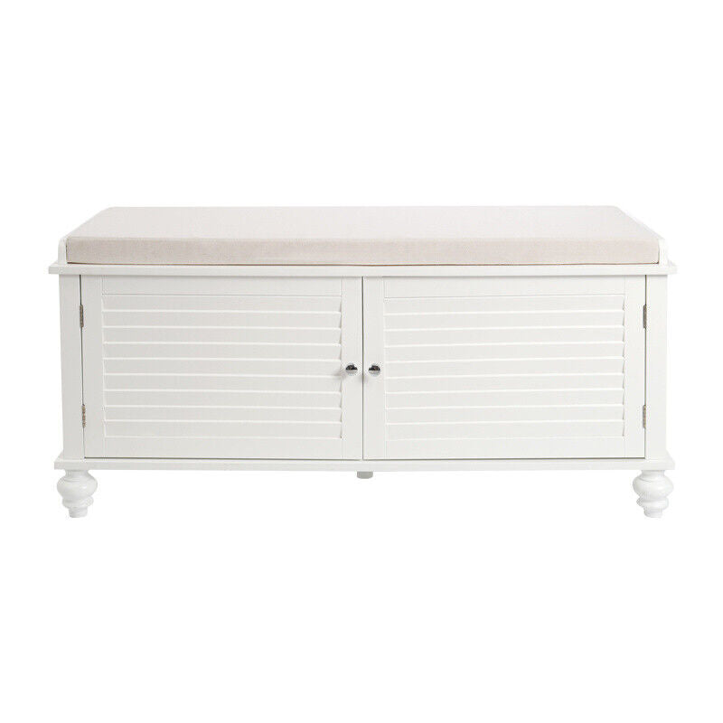 2 Seater Wooden Shoe Cabinet Bench Window Seat Storage with Door Cupboard Unit