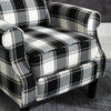 Black Check Recliner Armchair Wing Back Fireside Check Fabric Sofa Lounge Chair