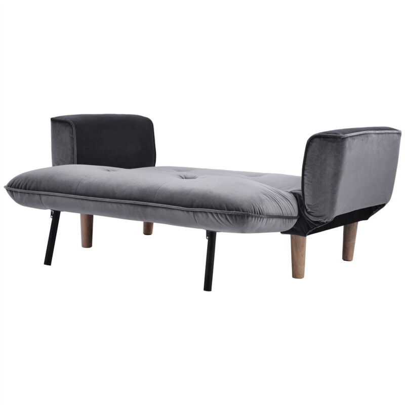 Small Upholstered Sofa Bed Sleeper Recliner Loveseat 2Seater Couch Sofabed Grey