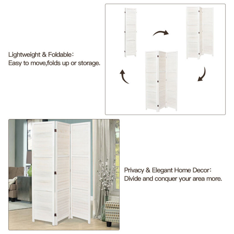 Wooden Slat Privacy Screen Folding Room Divider Partition Furniture 3/4/6 Panels