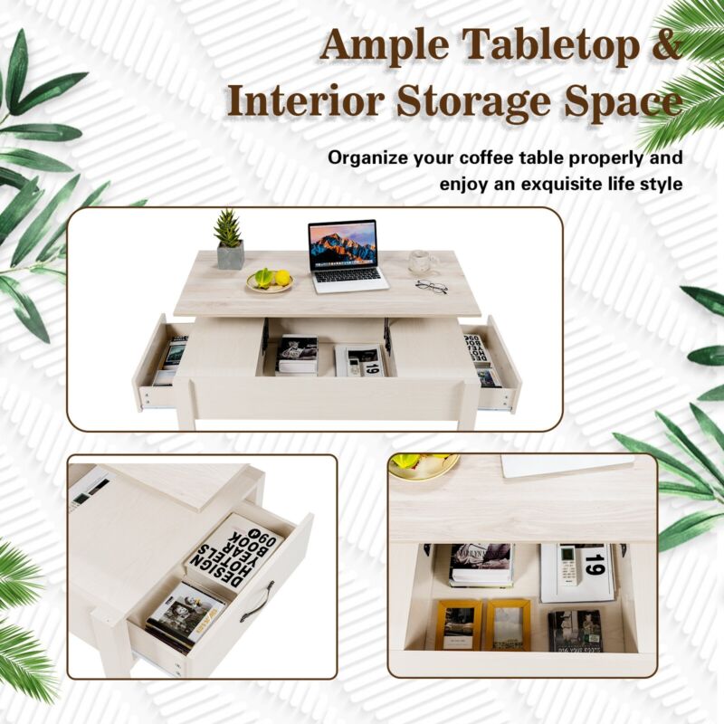 120cm Lift Top Coffee Table Modern Wooden Lift Top Dining Table Living Room