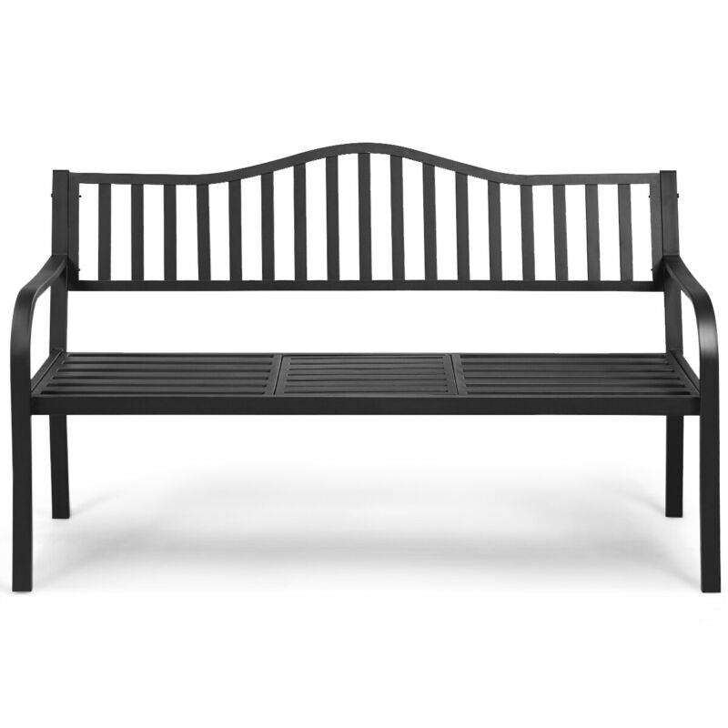 2 Seater Patio Garden Bench Outdoor Elegent Loveseat W/ Ergonomic Backrest
