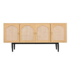 Wooden Sideboard Cabinet Cupboard Unit Storage Furniture With Rattan Woven Doors