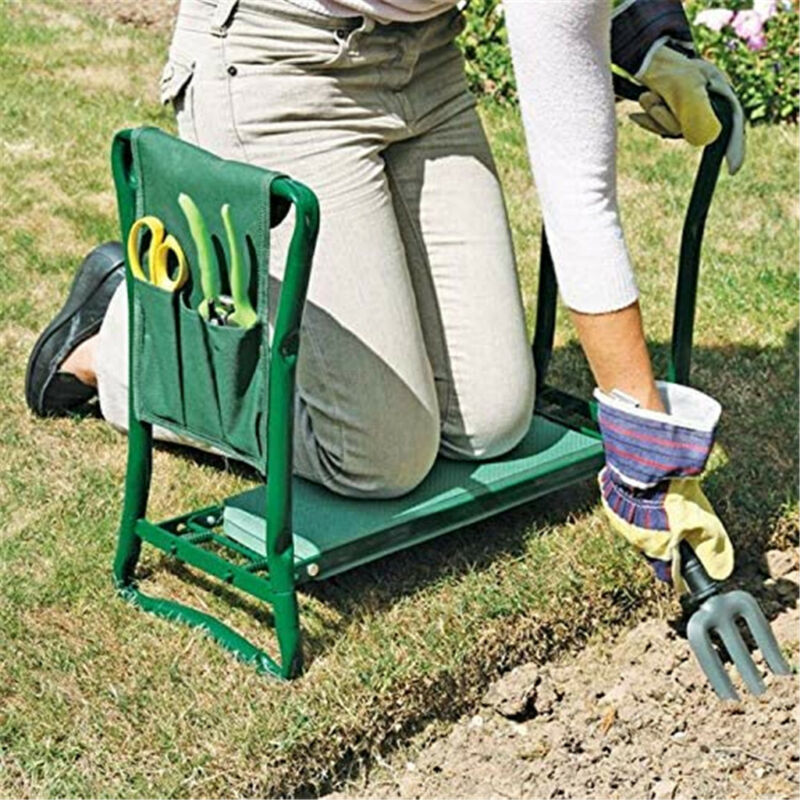 Garden Kneeler Seat or Tool Pouch Foldable Bench Stools Gardeners