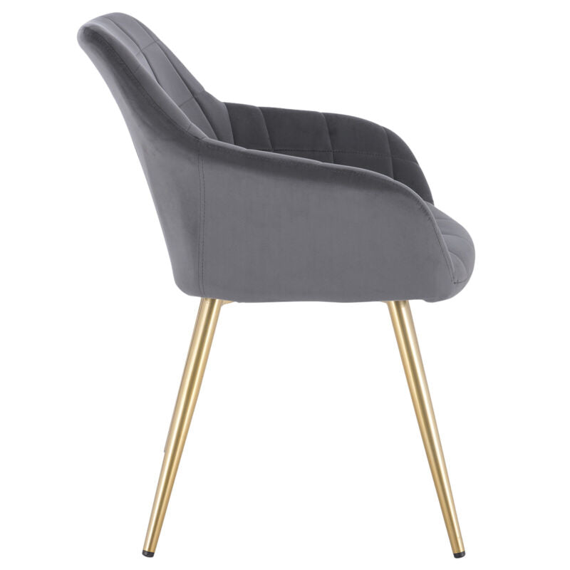 1x Dining Chair Velvet Seat Padded Breakfast Armchair w/ Backrest Kitchen Lounge