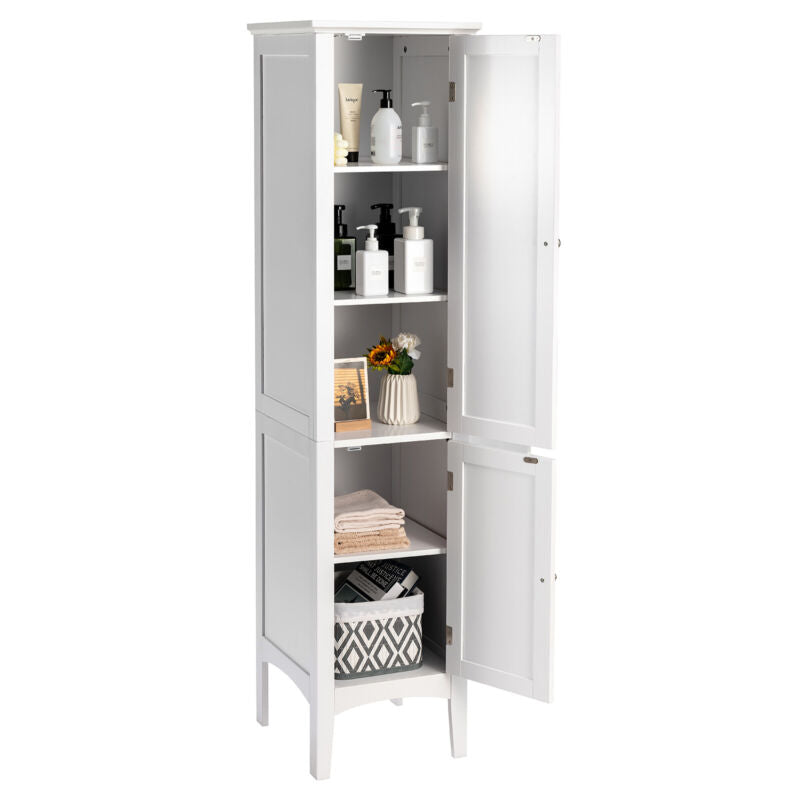5-Tier Bathroom High Cabinet Freestanding Storage Cabinet Organizer 2 Shelves