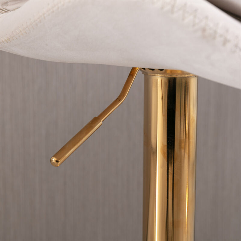 Bar Stools Set of 2 Adjustable Height Swivel Velvet Tufted Pub Bar Chairs Beige