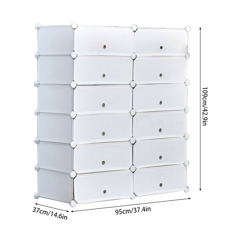 12 Cube DIY White Cabinet Cupbpard Shoe Storage Organizer Shoe Shelf Holder Home