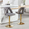 Bar Stools Set of 2 Upholstered Velvet Swivel Bar Chairs Adjustable Height NS