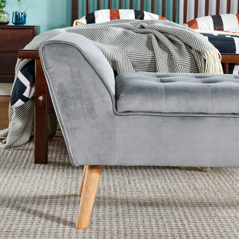 Storage Bench Footstool Ottoman Pouffe Stool Velvet Chair Upholstery Bedroom BN