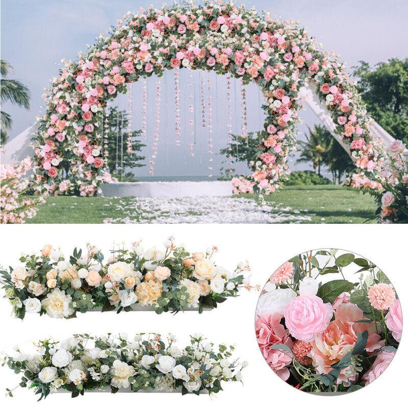 Wedding Artificial Flower Row Arch Table Background Bouquet Party Decor 100CM