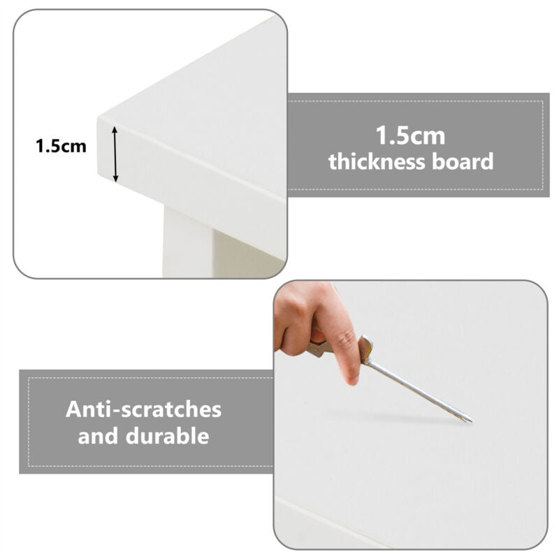 L-Shaped Corner Computer PC Desk Study Table Storage Shelf for Office Home White